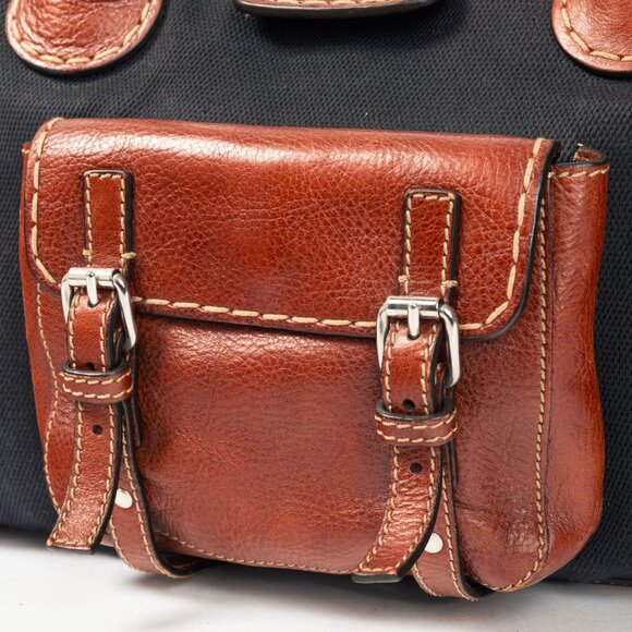 Chloe Edith Navy Canvas & Leather Trim Tote - Picture 10 of 15